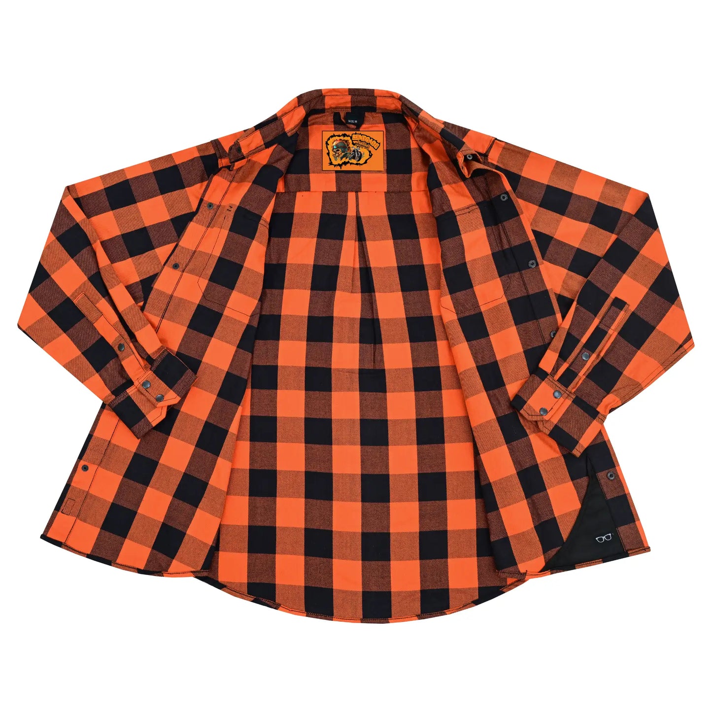 GravelKing - Men's Motorcycle Flannel Shirt - Orange and Black