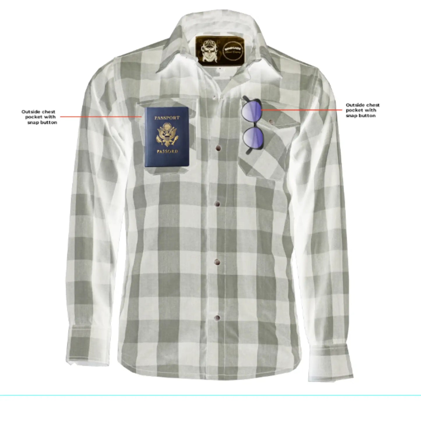 GravelKing - Men's Motorcycle Flannel Shirt - Black And Gray
