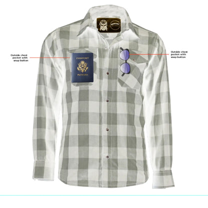 GravelKing - Men's Motorcycle Flannel Shirt - Black And Gray