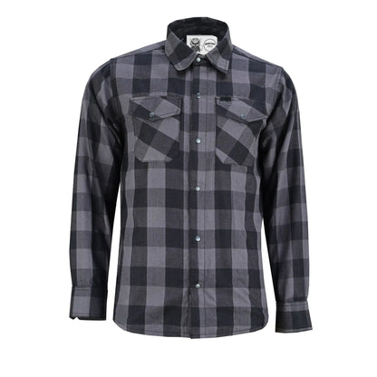 GravelKing - Men's Motorcycle Flannel Shirt - Black And Gray