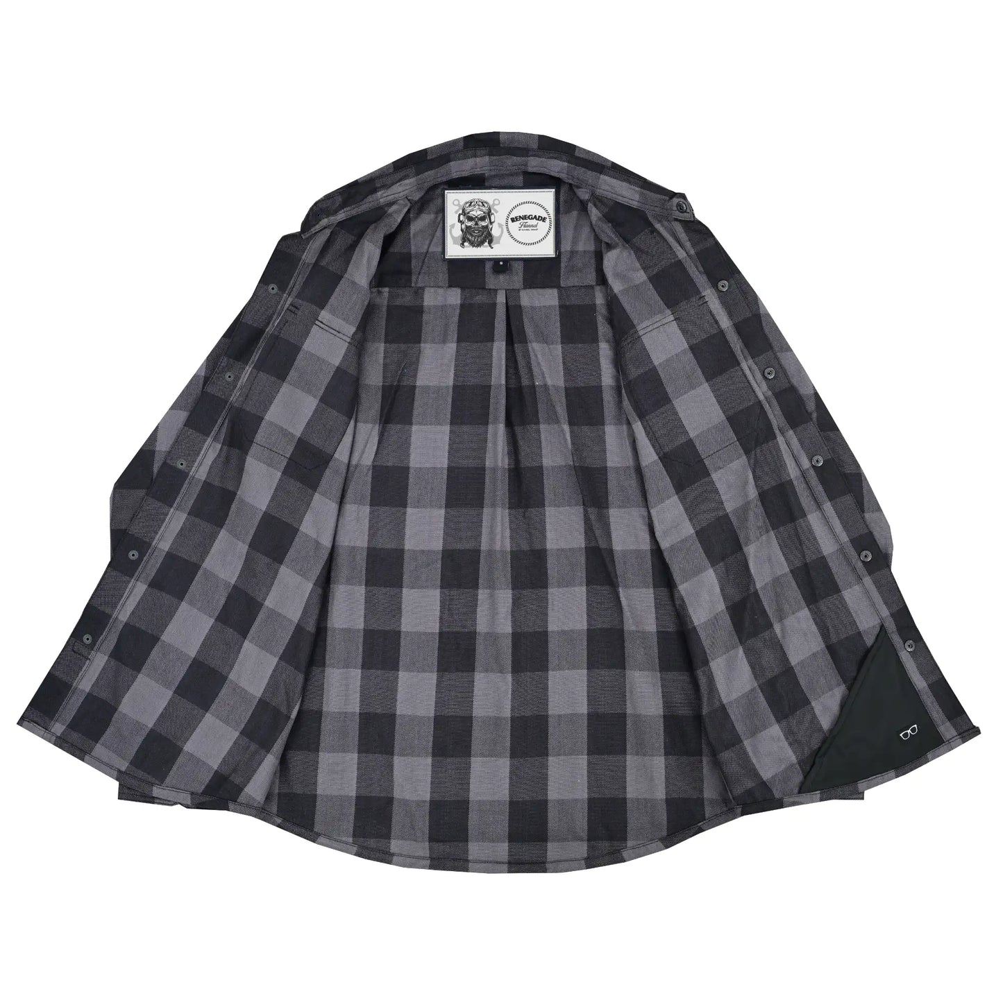 GravelKing - Men's Motorcycle Flannel Shirt - Black And Gray
