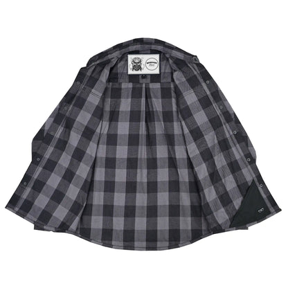 GravelKing - Men's Motorcycle Flannel Shirt - Black And Gray