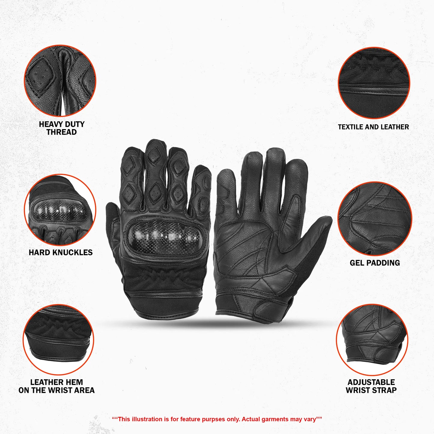 DS55BK Leather/ Textile Sporty Glove
