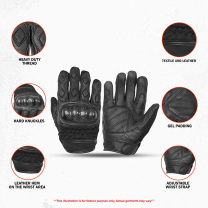 DS55BK Leather/ Textile Sporty Glove