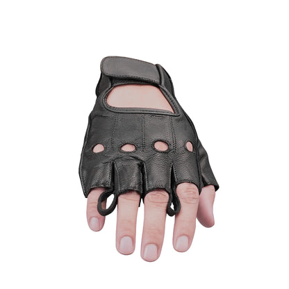Titan Grip - Men's Leather Motorcycle Fingerless Gloves