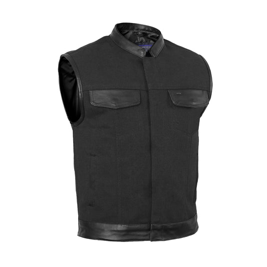 DS685 Canvas Material Single Back Panel Concealment Vest W/Leather Trimming