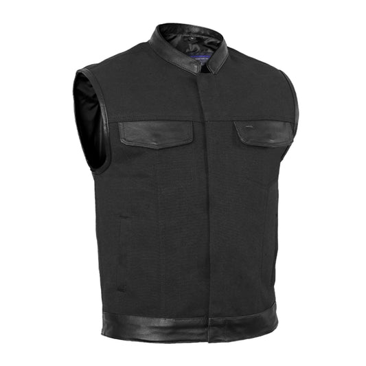 DS685 Canvas Material Single Back Panel Concealment Vest W/Leather Trimming