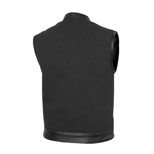 DS685 Canvas Material Single Back Panel Concealment Vest W/Leather Trimming
