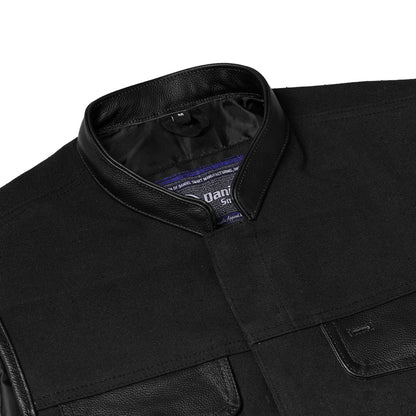 DS685 Canvas Material Single Back Panel Concealment Vest W/Leather Trimming