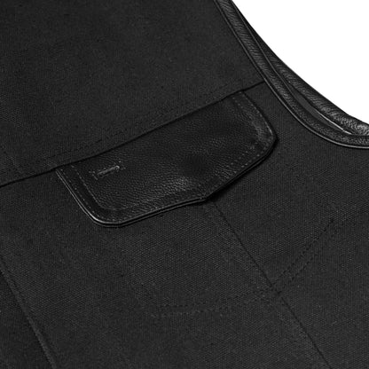 DS685 Canvas Material Single Back Panel Concealment Vest W/Leather Trimming