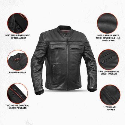 Blizzard™ Men's Leather Motorcycle Jacket