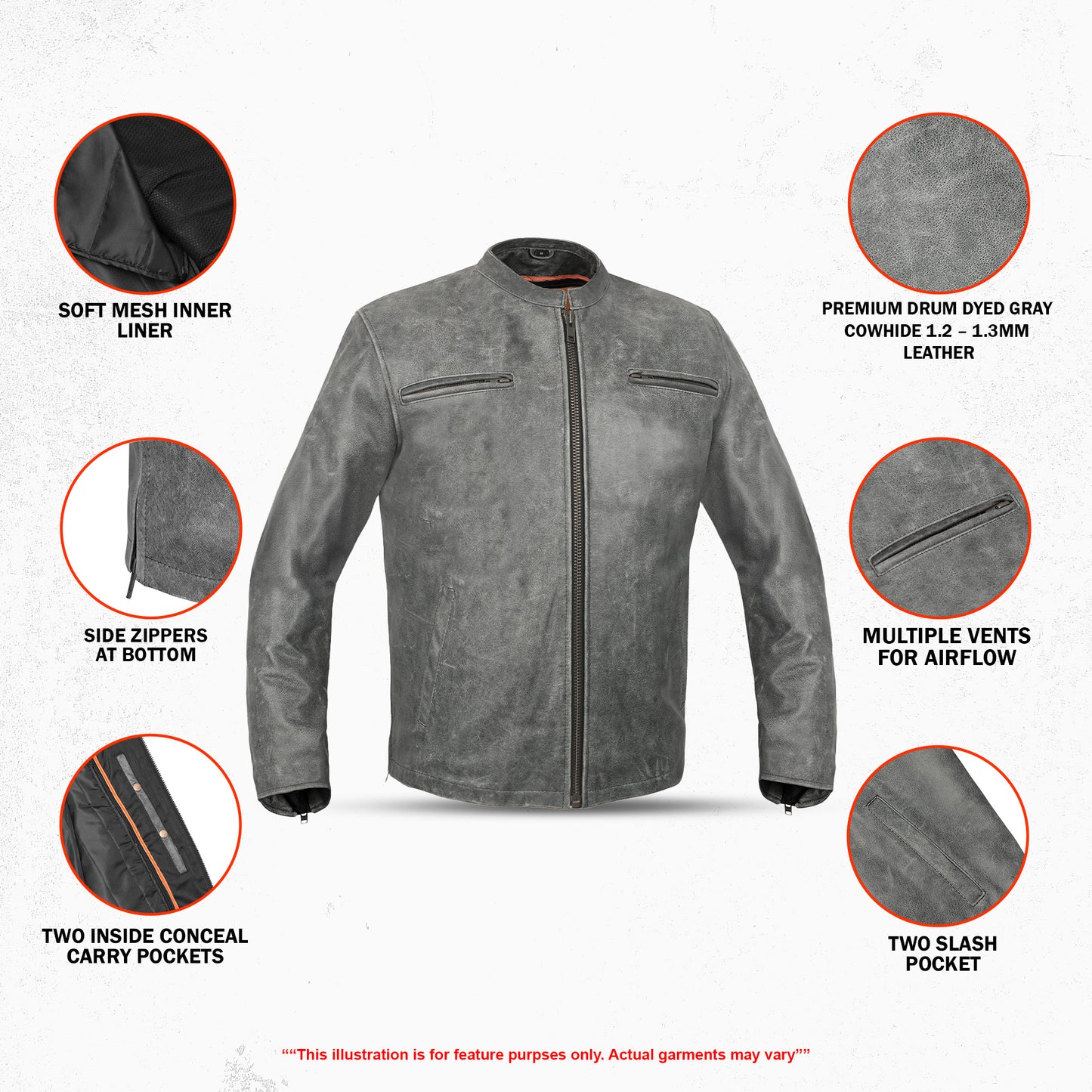 Rocco Men's Leather Motorcycle Jacket