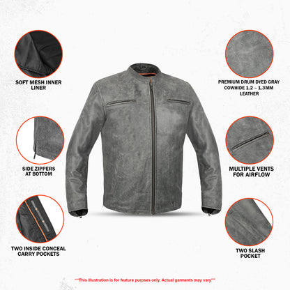 Rocco Men's Leather Motorcycle Jacket