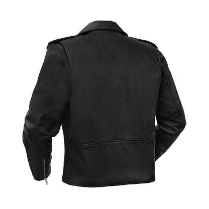 DS710 Economy Motorcycle Classic Biker Leather Jacket - Plain Sides
