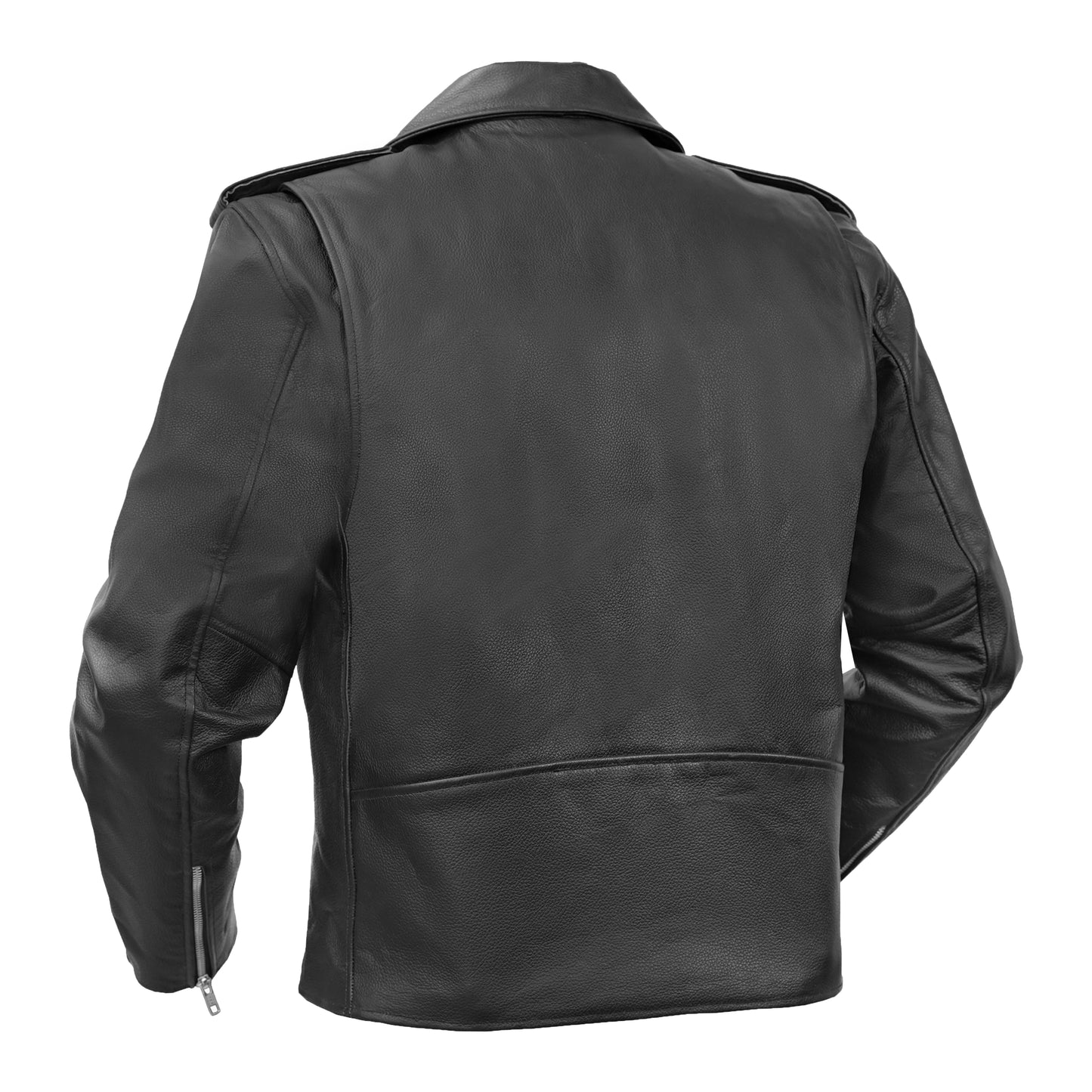DS710 Economy Motorcycle Classic Biker Leather Jacket - Plain Sides