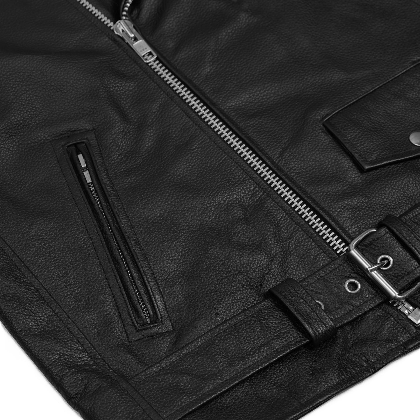 DS710 Economy Motorcycle Classic Biker Leather Jacket - Plain Sides