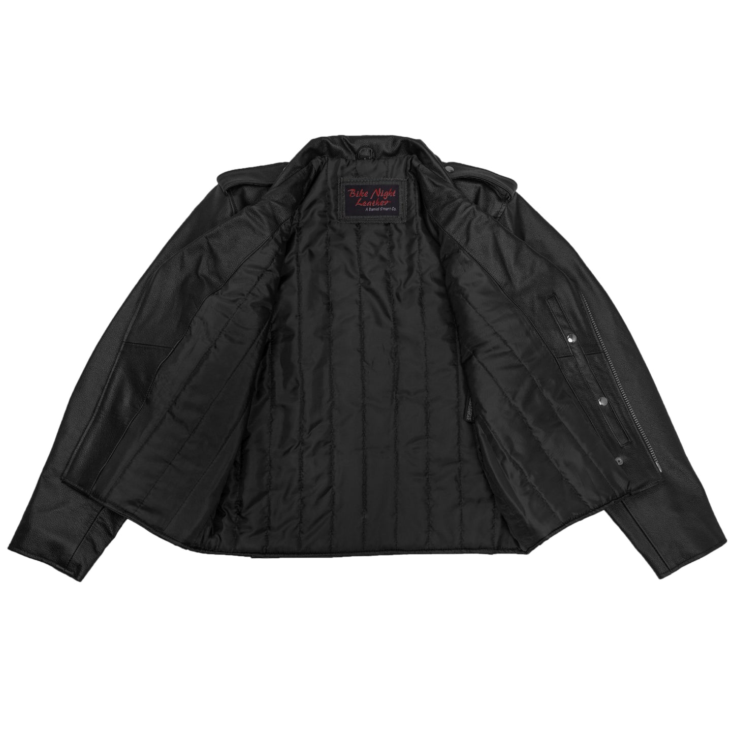 DS711 Economy Motorcycle Classic Biker Leather Jacket - Side Laces