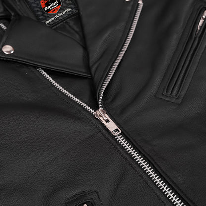 DS712TALL Men's Classic Plain Side Police Style M/C Jacket - TALL