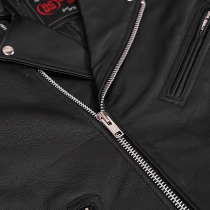 DS712TALL Men's Classic Plain Side Police Style M/C Jacket - TALL