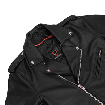 DS712TALL Men's Classic Plain Side Police Style M/C Jacket - TALL