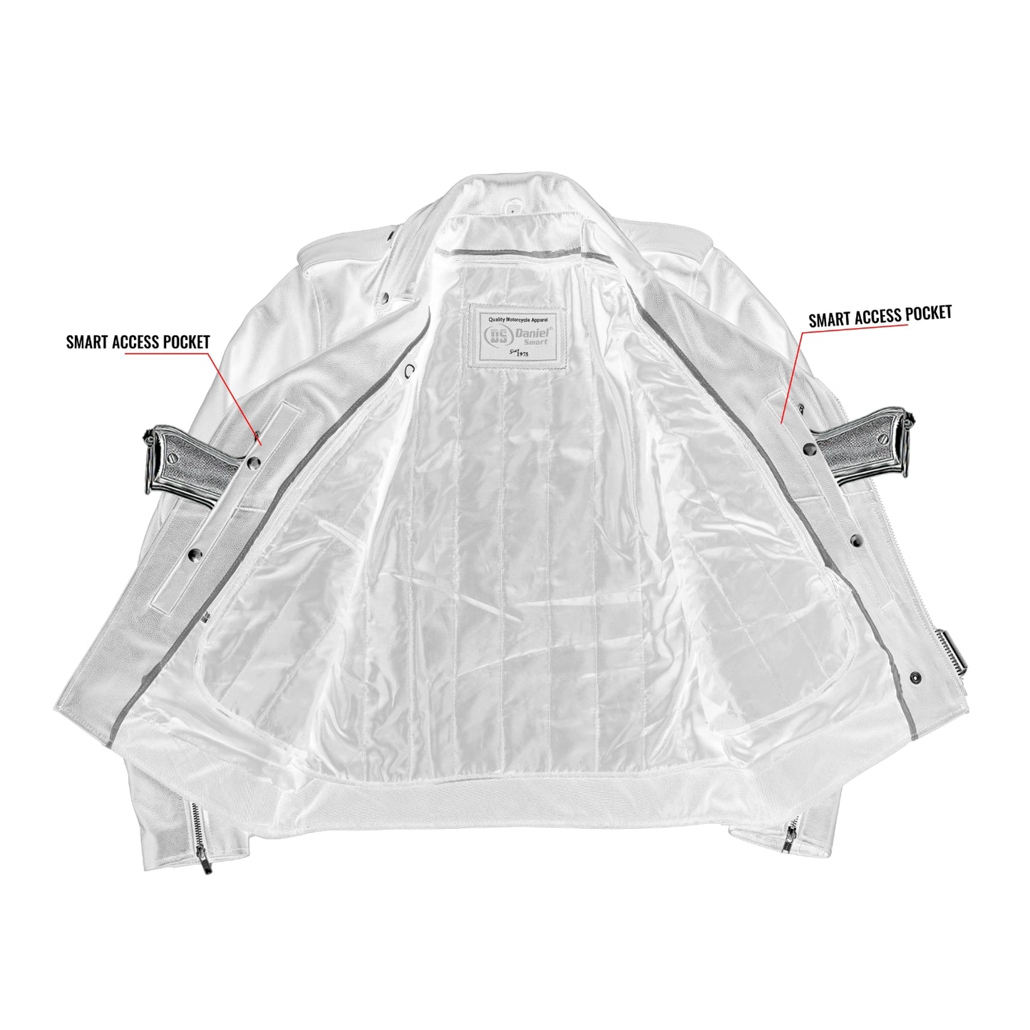 DS712TALL Men's Classic Plain Side Police Style M/C Jacket - TALL