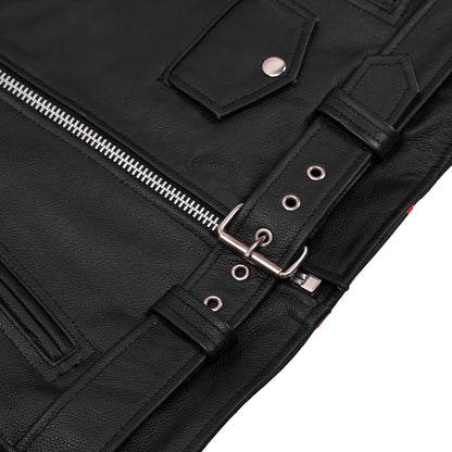 DS712TALL Men's Classic Plain Side Police Style M/C Jacket - TALL