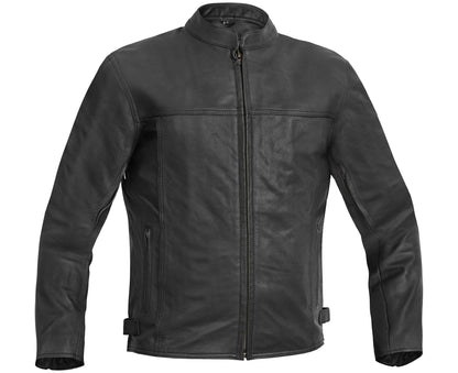 Black leather jacket on a white background