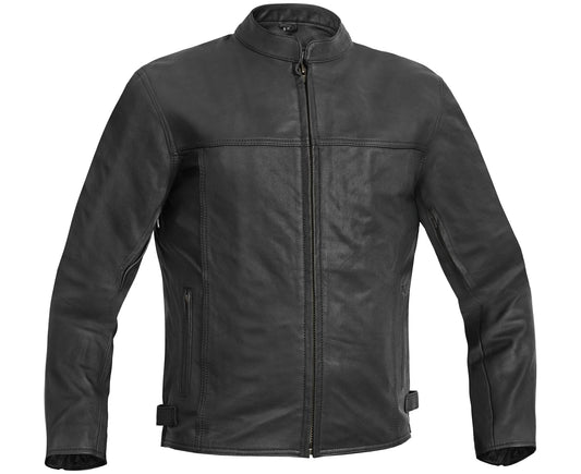 Black leather jacket on a white background