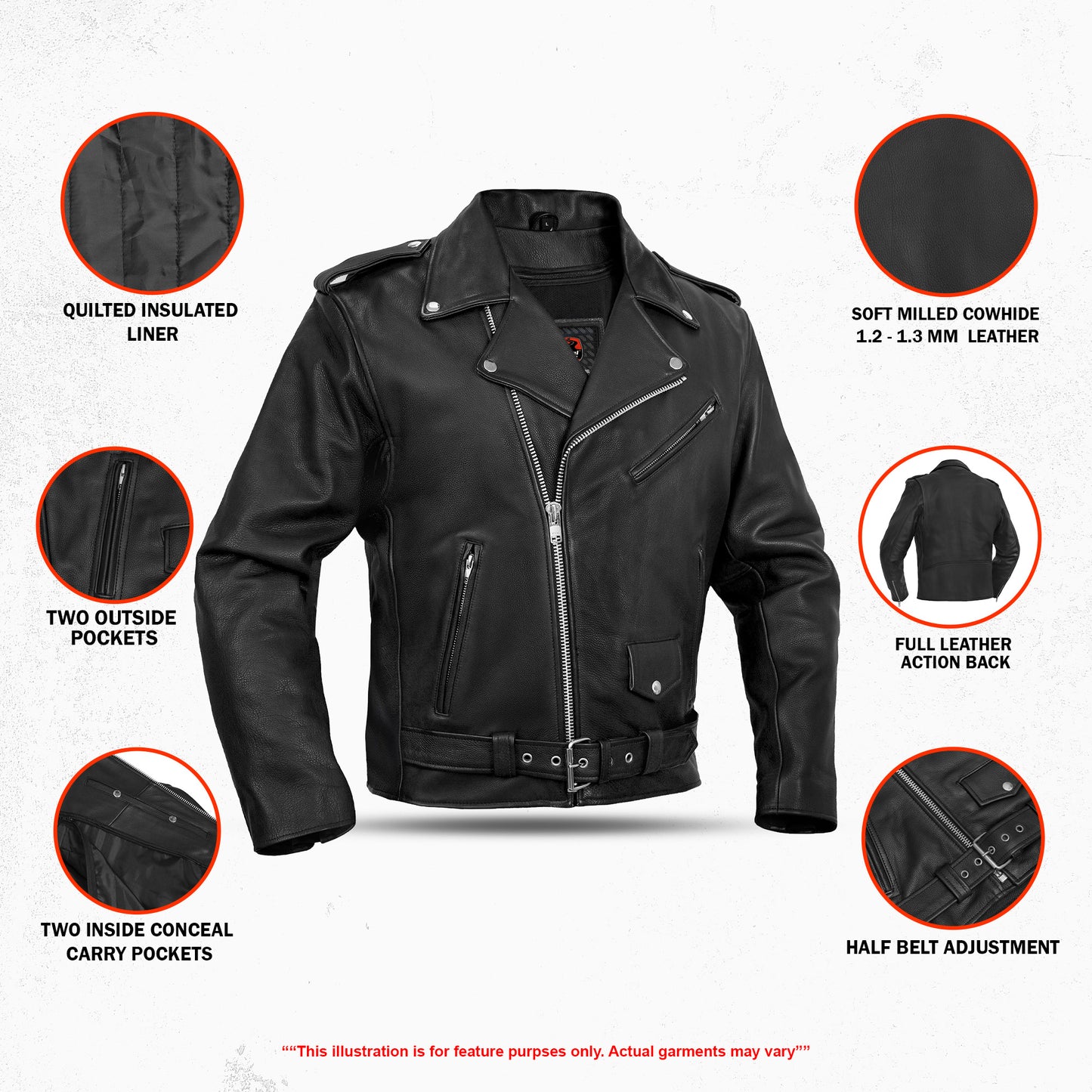 DS730 Men's Classic Plain Side Police Style M/C Jacket