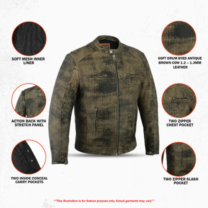 RevX Men's Leather Motorcycle Jacket