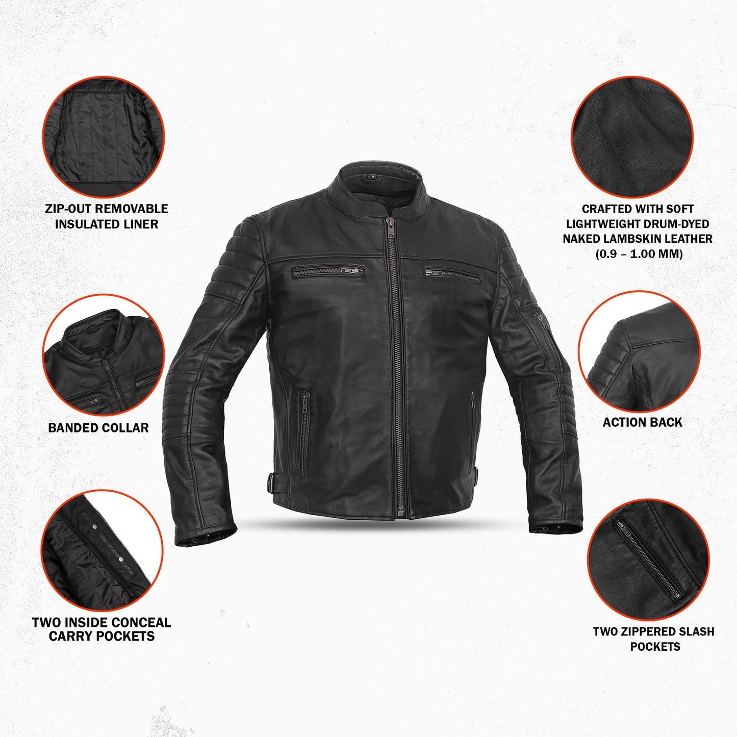 Dagger™ Men's Leather Motorcycle Jacket