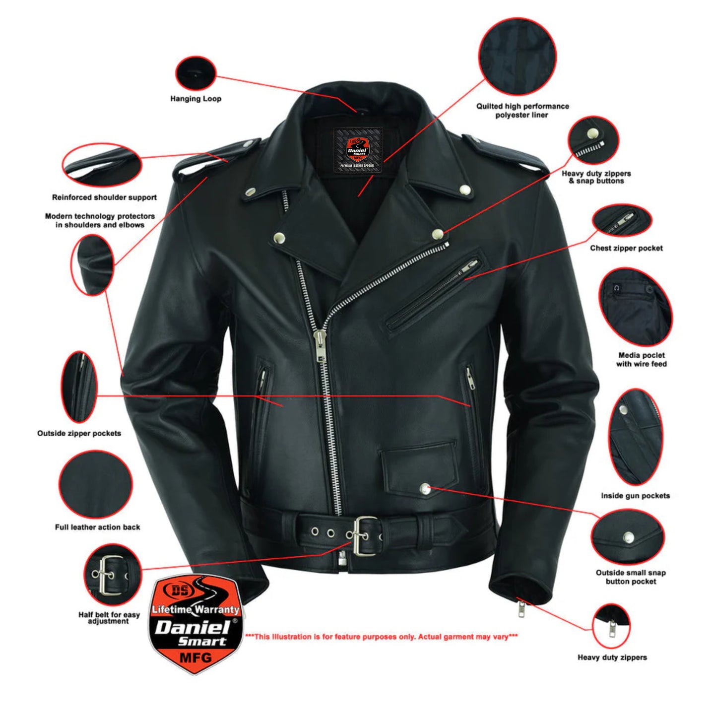 DS761 Motorcycle Armored Classic Biker Leather Jacket