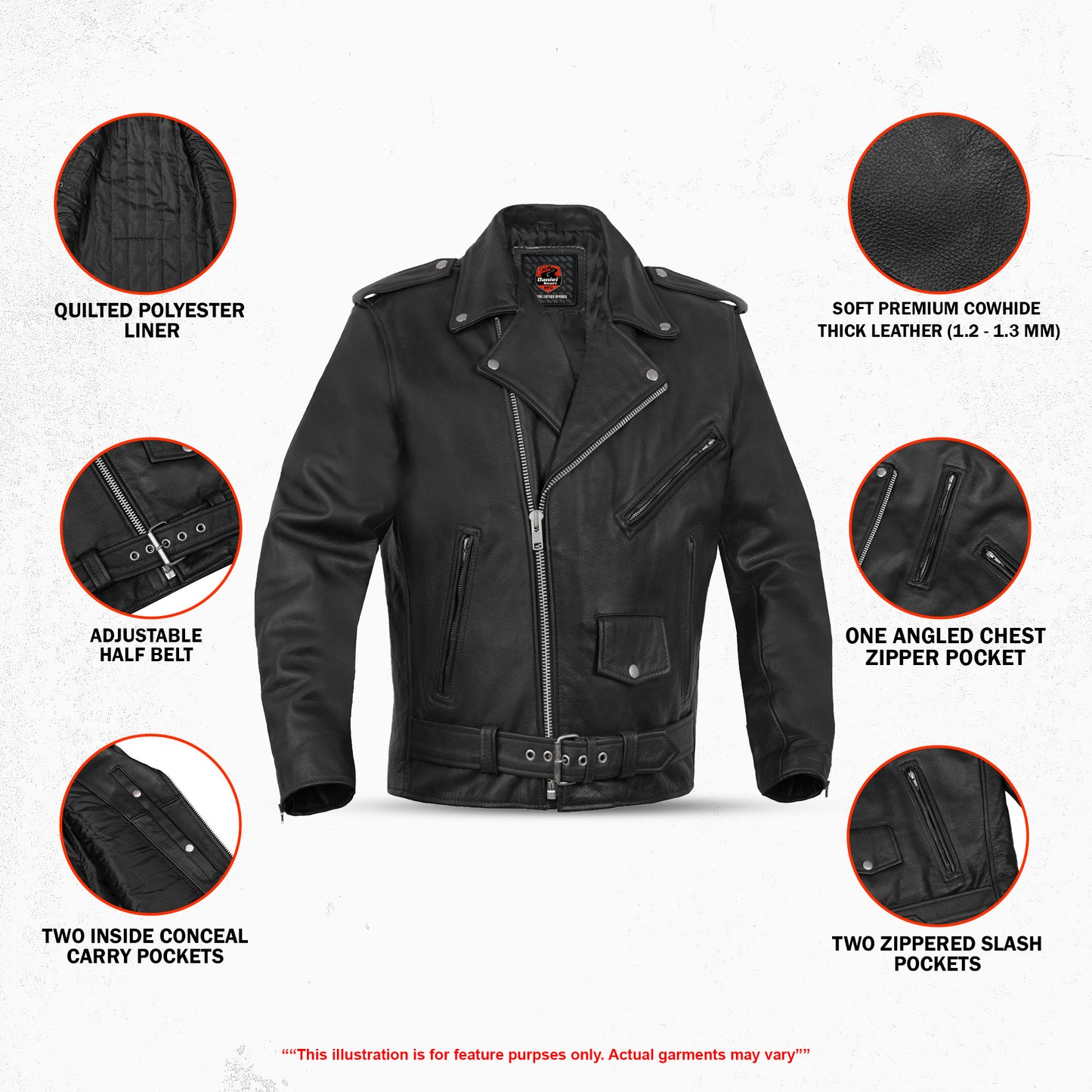 Road Warrior Men's Leather Motorcycle Jacket