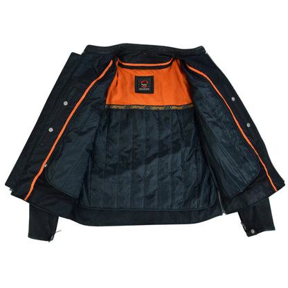 DS768 Men's Sporty Lightweight Leather Cross Over Jacket