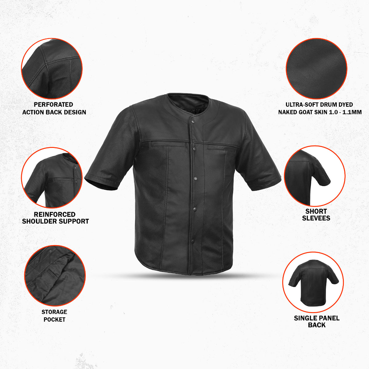 DS775 Leather Baseball Motorcycle Shirt