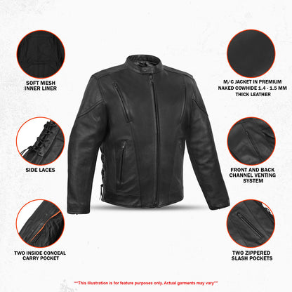 Reveal™ Men's Leather Motorcycle Jacket