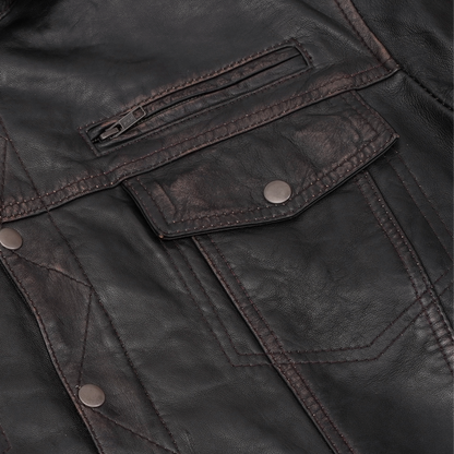 DS782 Men's Lightweight Drum Dyed Distressed Naked Lambskin Jacket