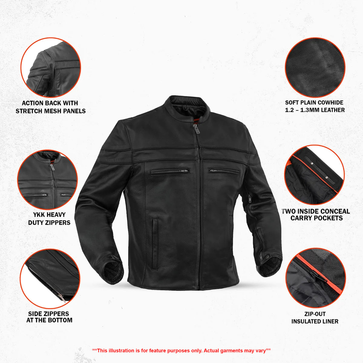 Vigilant™ Men's Leather Motorcycle Jacket