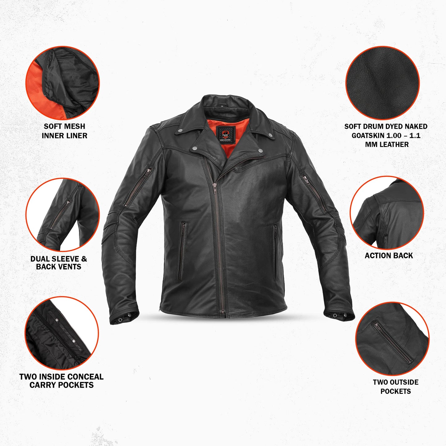 DS794 Men's Modern Longer Beltless Biker Jacket