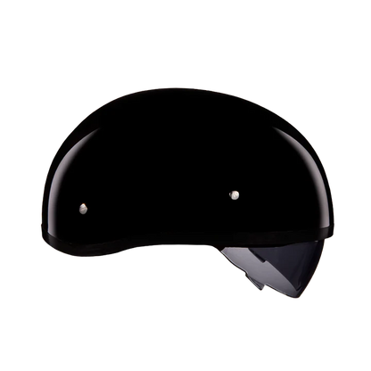 D.O.T. DAYTONA SKULL CAP W/ INNER SHIELD- HI-GLOSS BLACK