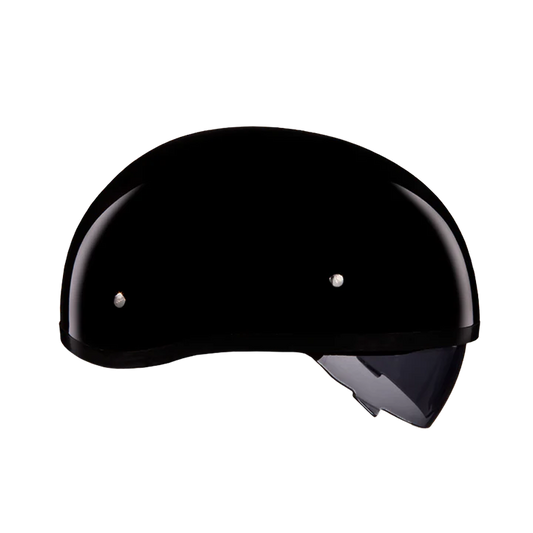 D.O.T. DAYTONA SKULL CAP W/ INNER SHIELD- HI-GLOSS BLACK