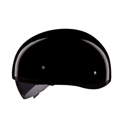 D.O.T. DAYTONA SKULL CAP W/ INNER SHIELD- HI-GLOSS BLACK