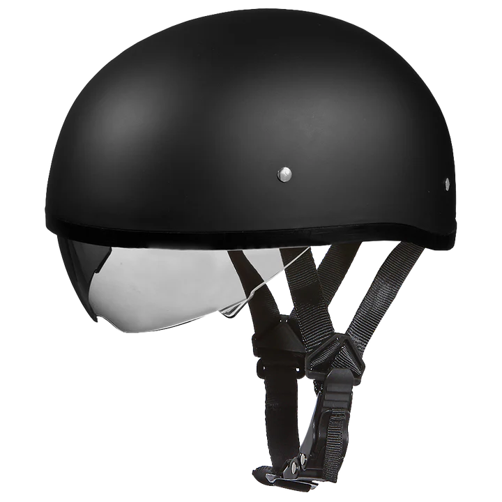 D.O.T. DAYTONA SKULL CAP W/ INNER SHIELD- HI-GLOSS BLACK