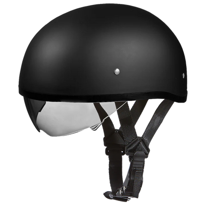 D.O.T. DAYTONA SKULL CAP W/ INNER SHIELD- HI-GLOSS BLACK