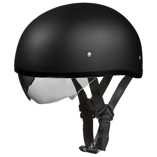 D.O.T. DAYTONA SKULL CAP W/ INNER SHIELD- HI-GLOSS BLACK