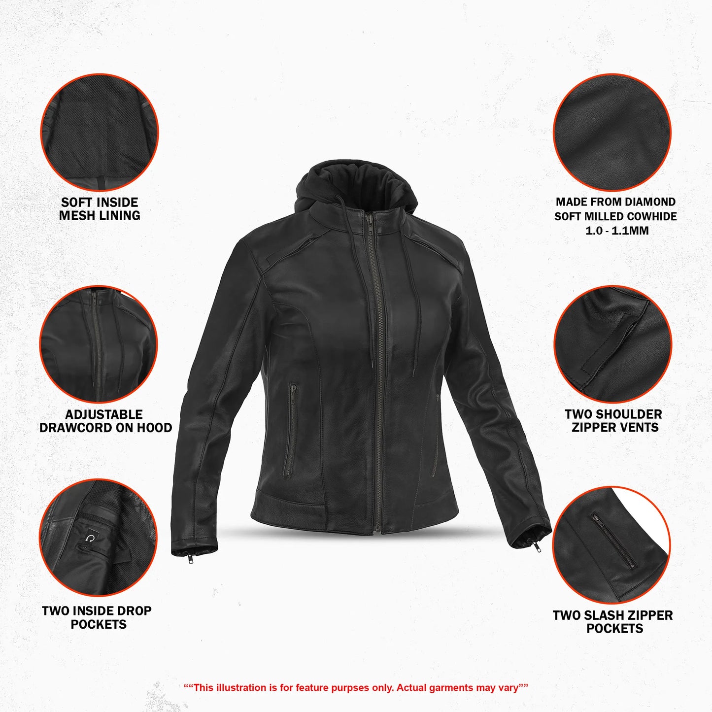 DS801 Black Talon - Women's Leather Motorcycle Jacket