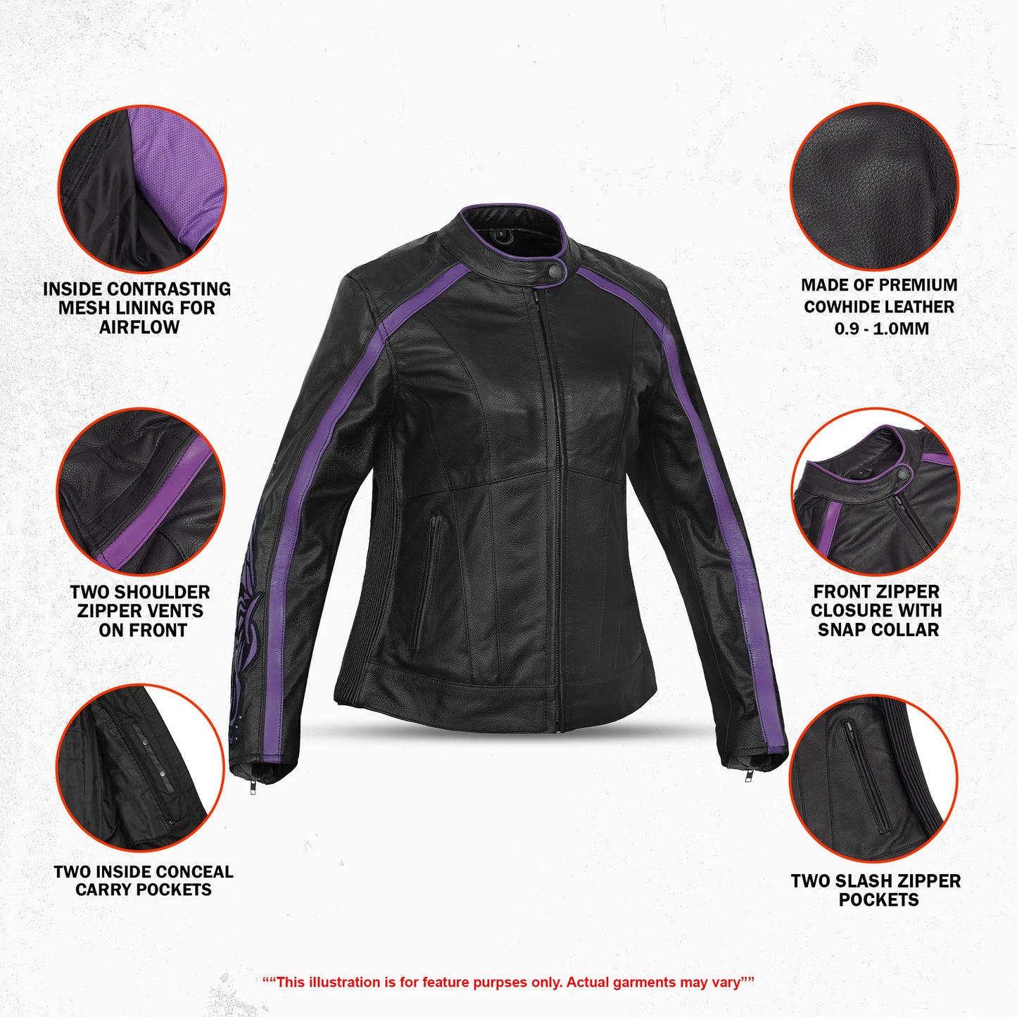 Ultra Violet - Women’s Leather Motorcycle Jacket