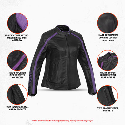 Ultra Violet - Women’s Leather Motorcycle Jacket