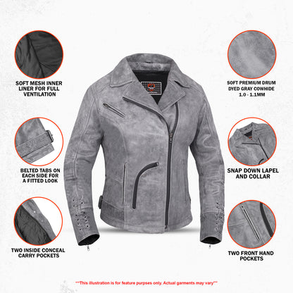 Rose Daredevil Women's Leather Motorcycle Jacket