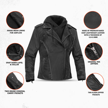 Velmora - Women’s Leather Motorcycle Jacket